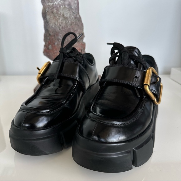 Prada Chunky Soled Derby Lace-up Loafers with Oversized buckle size 36 - Picture 2 of 16